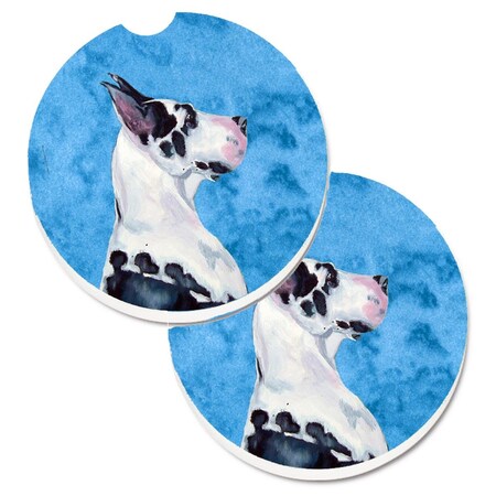 Carolines Treasures Blue Great Dane Set of 2 Cup Holder Car Coaster LH9371BUCARC